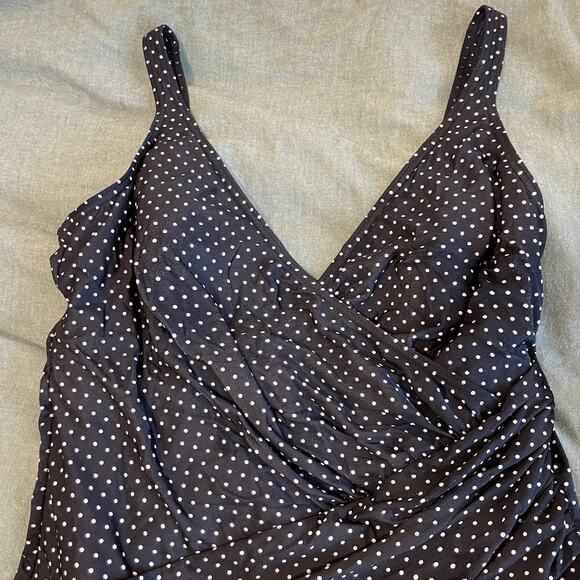 Miraclesuit Pin Point Oceanus One Piece Polka Dot Monokini Swimsuit Size 18 - Picture 5 of 11